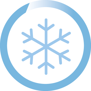 Blaues Icon mit Schneeflocke in der Mitte