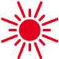 rotes Icon einer Sonne stehend für den Komfort von KÜBLER Hallenheizungen