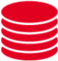rotes Icon von Münzen, die übereinander gestapelt sind, steht für die wirtschaftlichkeit von KÜBLER HeizWerk