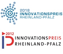 Siegel der Innovationspreise Rheinland-Pfalz von 2012 und 2018