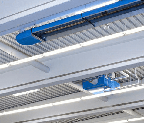 Hallendecke mit Infrarotheizung zur energieeffizienten Hallenbeheizung