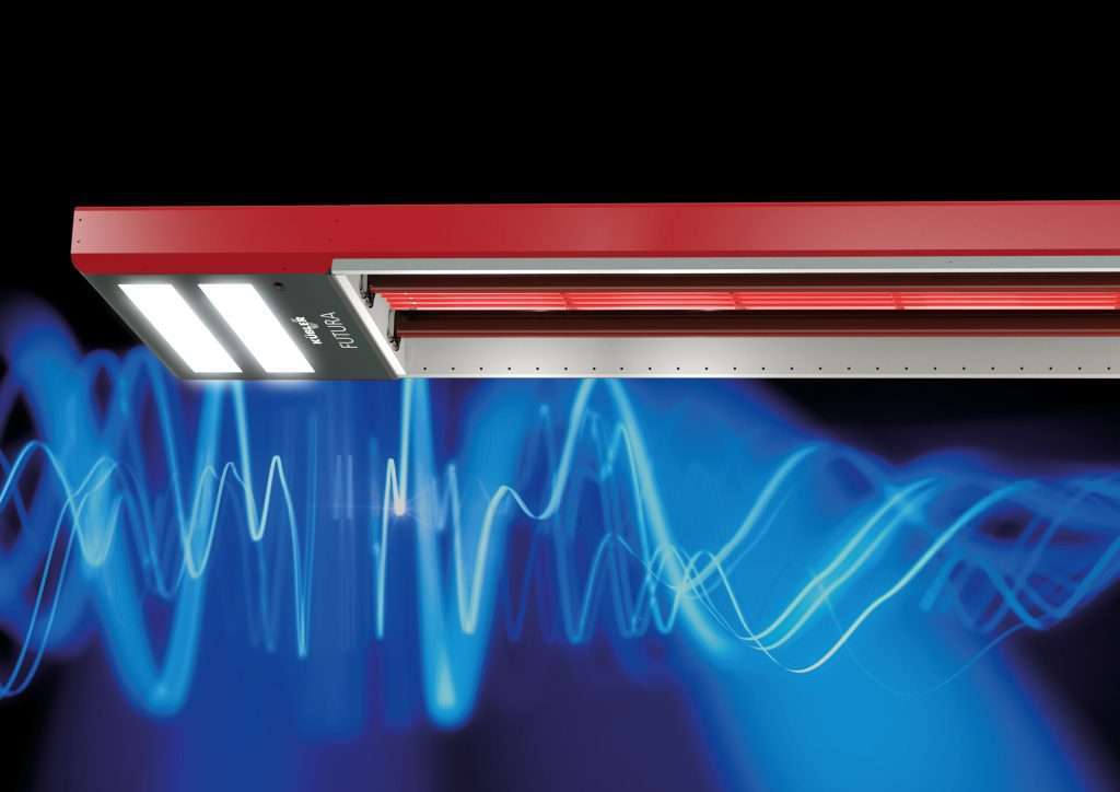 Modern infrared heating with red light and blue wave