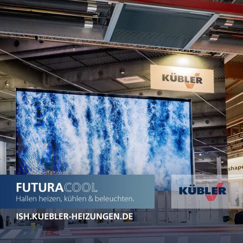 KÜBLER Messestand mit FuturaCool Werbedisplay