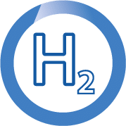 Wasserstoff-Molekül-Symbol H₂.