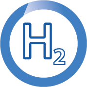 Wasserstoff-Molekül-Symbol H₂.