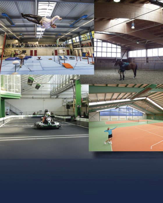 Különböző beltéri sporttevékenységek modern létesítményekben