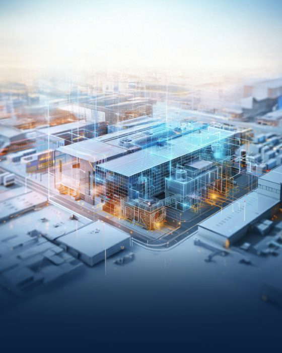 Digitale Darstellung einer modernen Fabrik