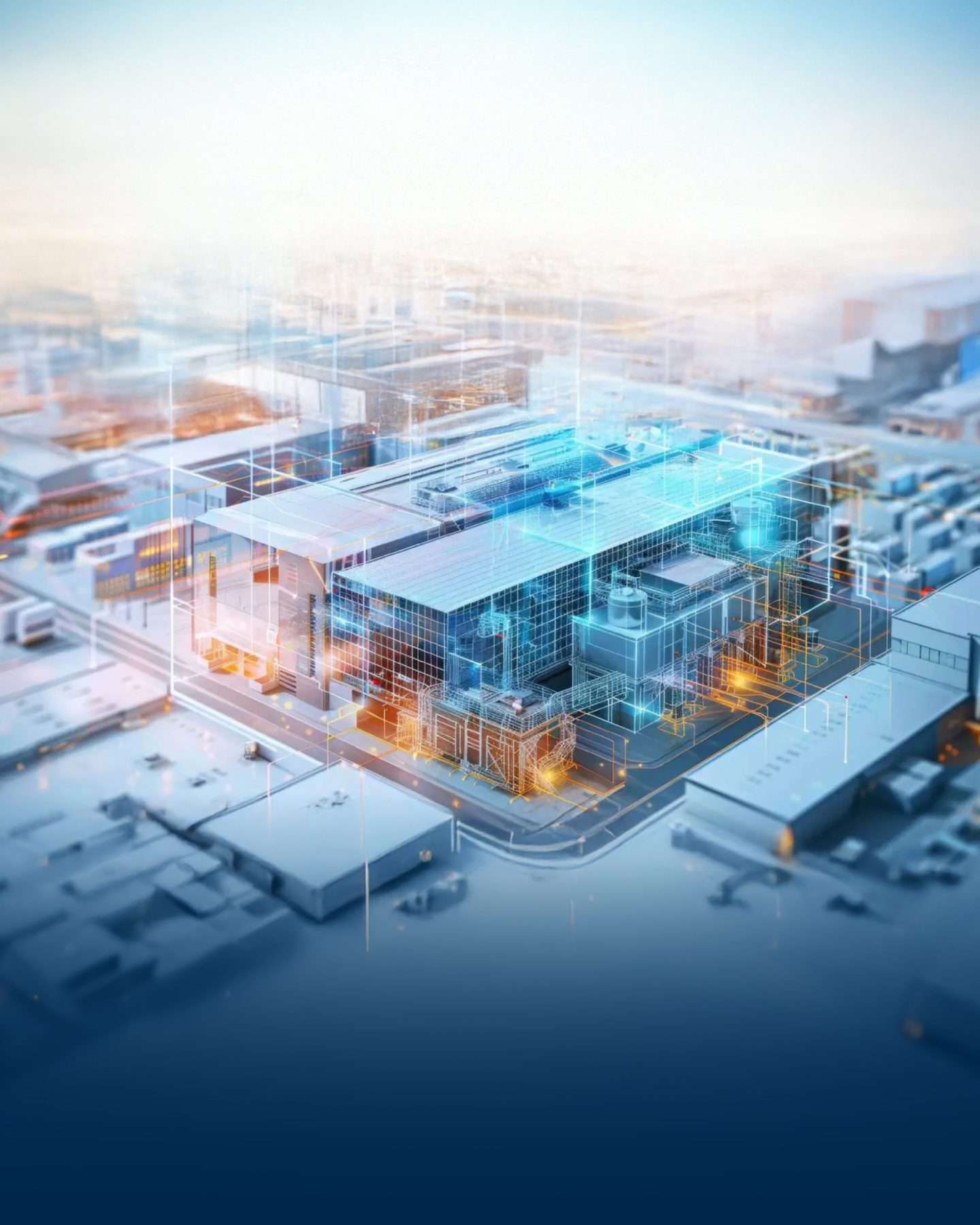 Digitale Darstellung einer modernen Smart-Fabrik
