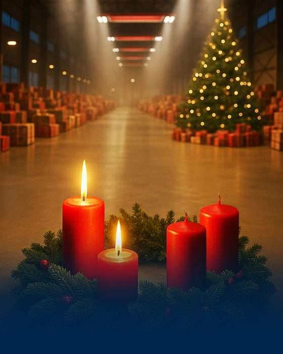 Adventskranz und Weihnachtsbaum mit Geschenken in Halle