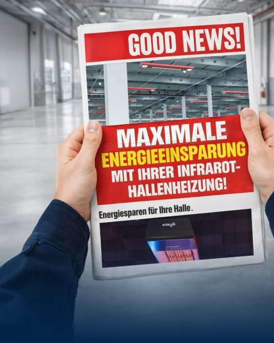 Zeitung über energieeffiziente Infrarotheizung für Hallen