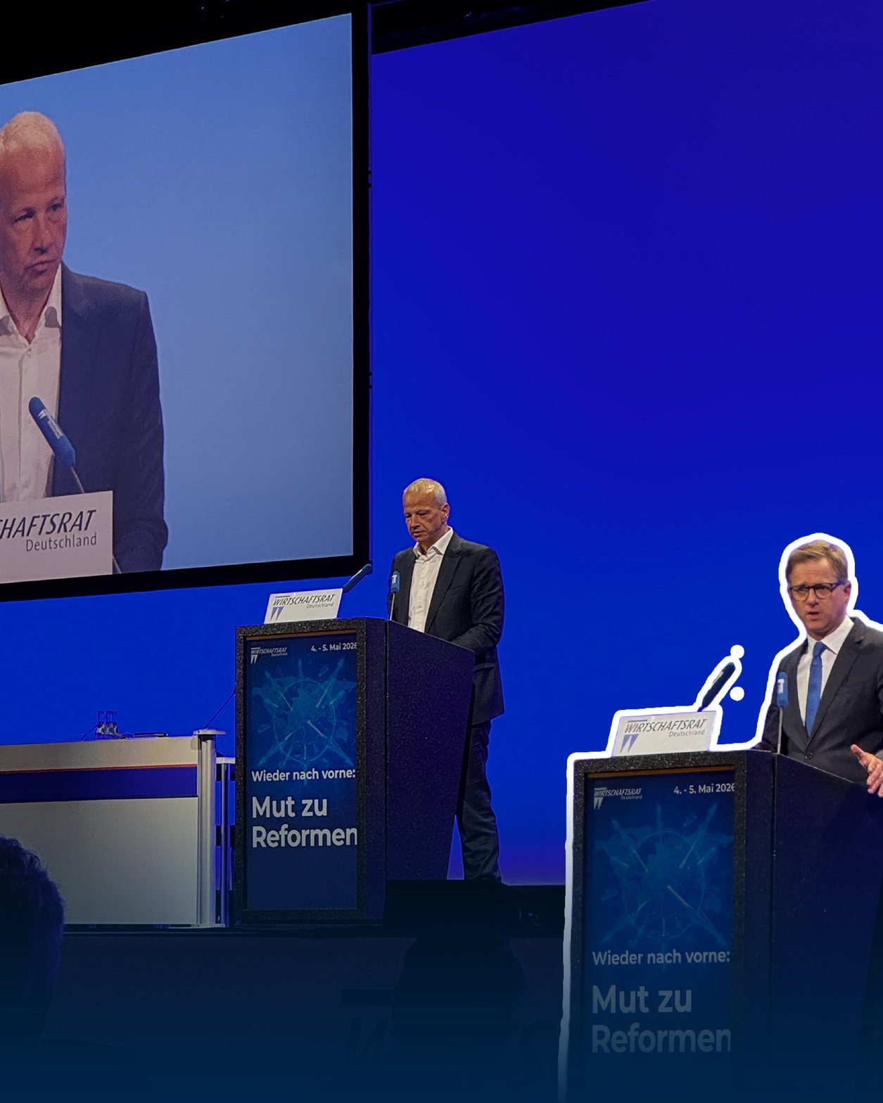 День бизнеса 2026 в Берлине: сцена с надписью Back to front, courage to reform, KÜBLER в Немецком экономическом совете